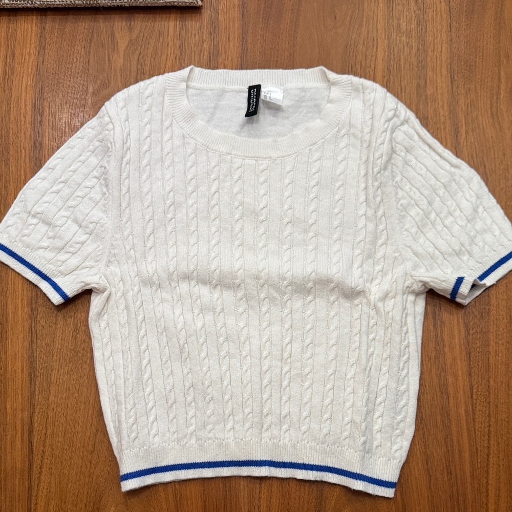 H&M White Cable Knit Sweater